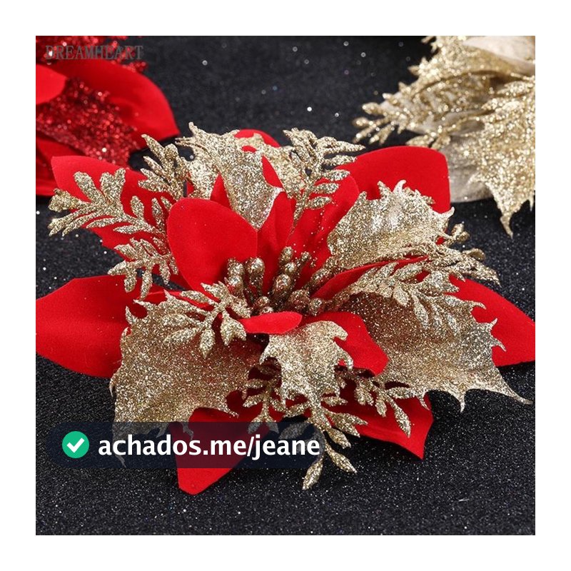 5/10/20 Pcs Flores De Natal Artificiais Glitter Falsas Flores Artificiais Decoração Árvore De Natal