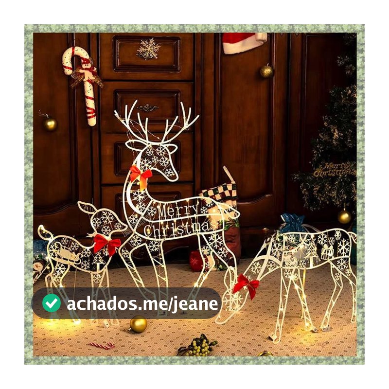 3 Pçs Artesanal Ferro ArtElk Cervos Decoração Do Jardim De Natal & Luz LED Brilhante Glitter Rena Casa Ao Ar Livre Quint