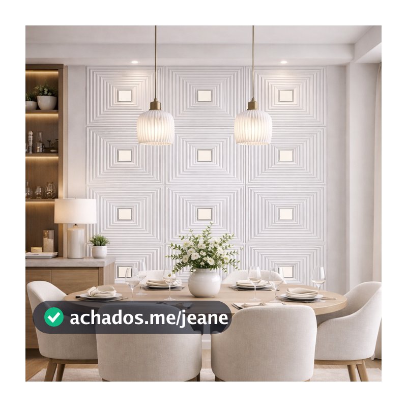 Kit Placas 3D PVC Espelhadas 50x50cm Preto ou Branco 4, 8 ou 12 Placas