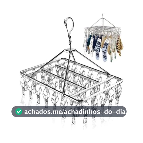 Varal Inox Para Roupas 30 Prendedores Calcinha Meias Cuecas Tênis