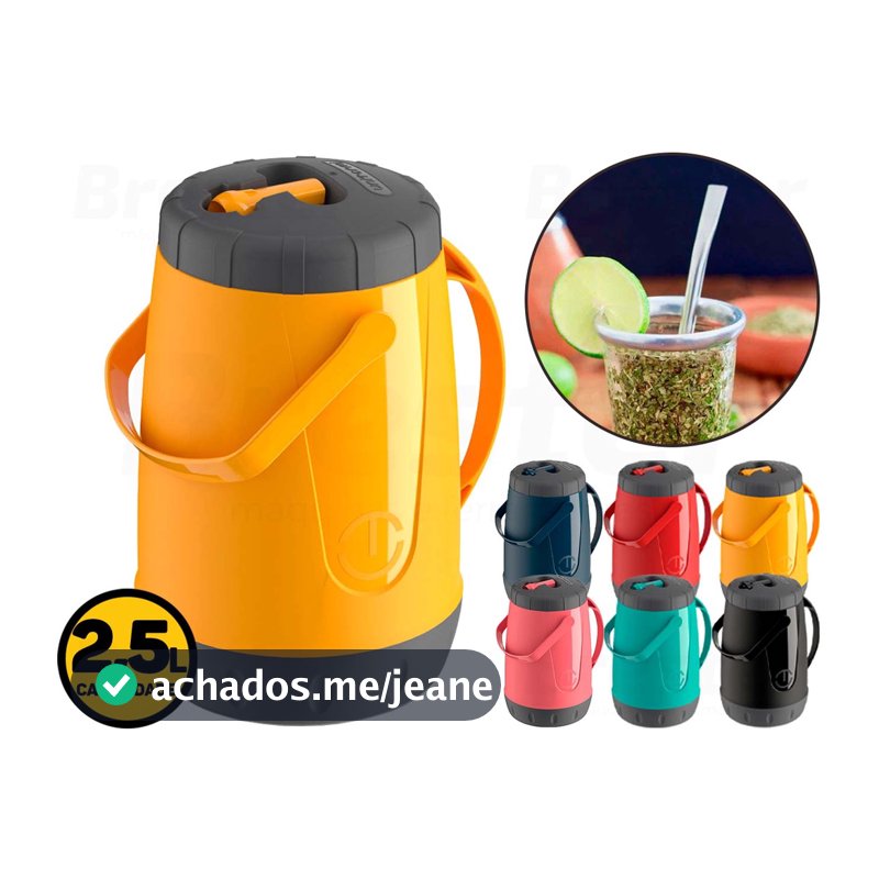 Garrafa Térmica Pávia Jarra 2,5l Chá Café Suco Água Tererê Unitermi