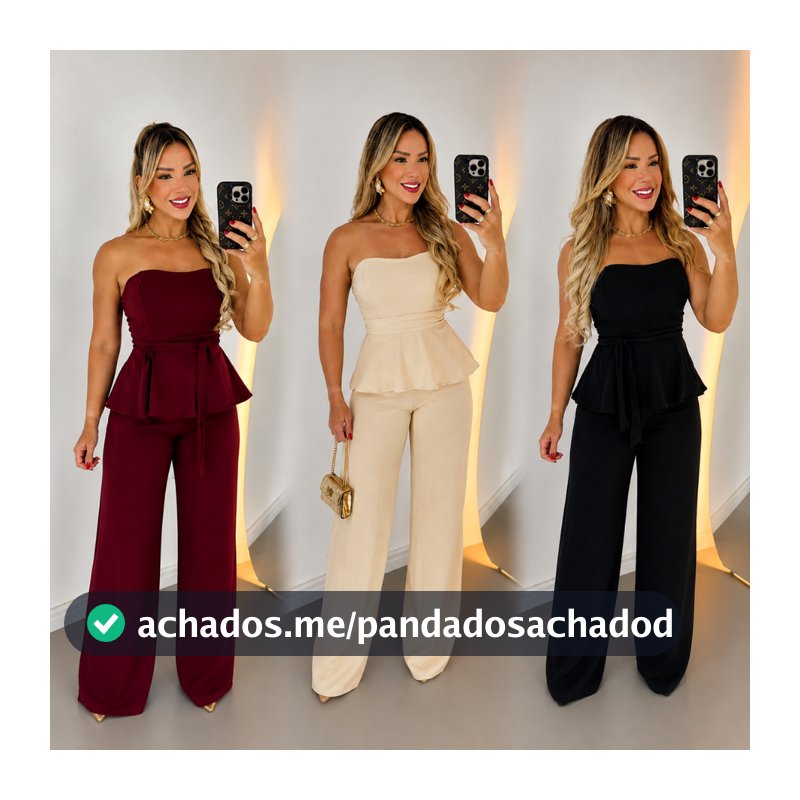 Conjunto Luxo Feminino Calça E Blusa Dunna Crepe Invictus