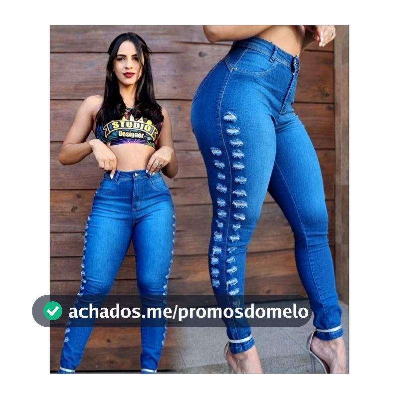 calca fem studio jeans premium corte lateral delave