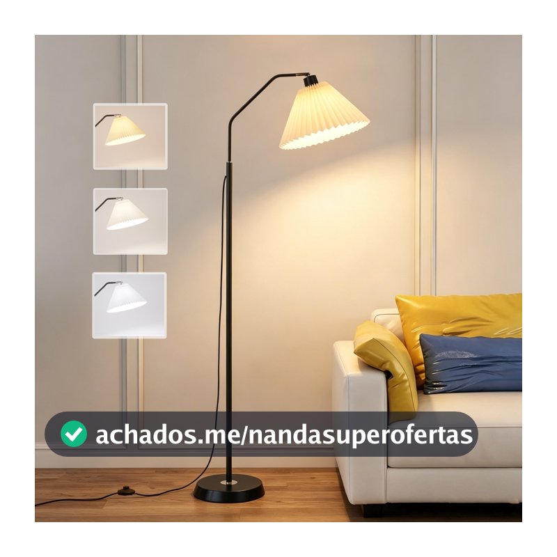 Abajur de Chão Minimalista Doméstico,Luminária Leitura com 3 Níveis de Brilho,Interruptor de Pedal, para Quarto Sala