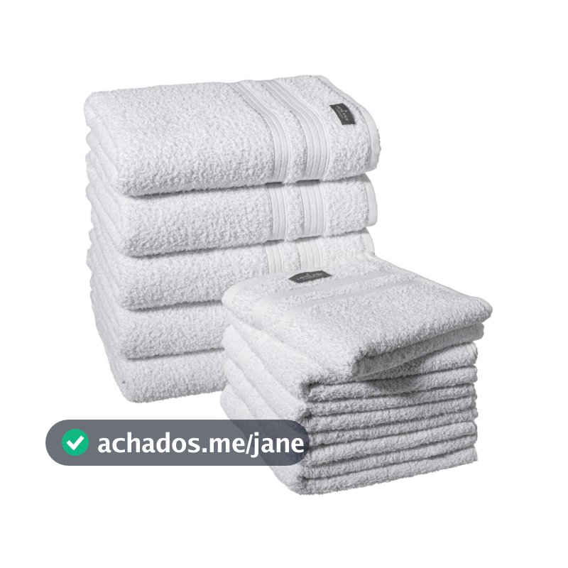Kit 10 Toalhas 5 Banho e 5 Rosto Modelo Anna - Branca Padrão Hotel Macia Spa Pousadas Airbnb Hostel