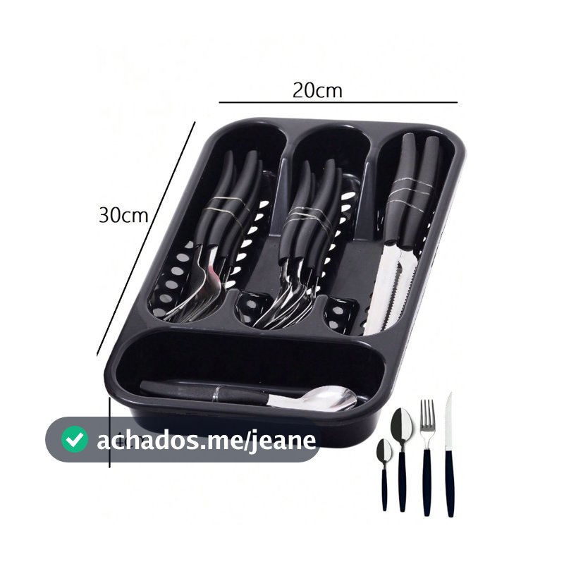Jogo De Talheres 25 Peças Inox Conjunto Faqueiro Com Porta Garfos Colheres E Facas