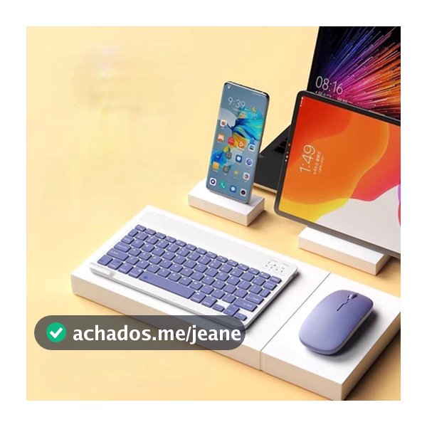 Kit Teclado e Mouse Sem Fio Bluetooth Colorido Macaron Para PC iPad Tablet Notebook