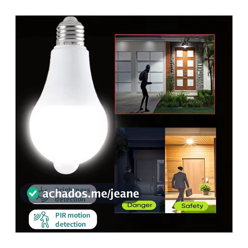 Lâmpada LED Com Sensor De Movimento-Luz Inteligente Liga/Desliga Automática De 12 W Para Iluminação De Segurança Domésti