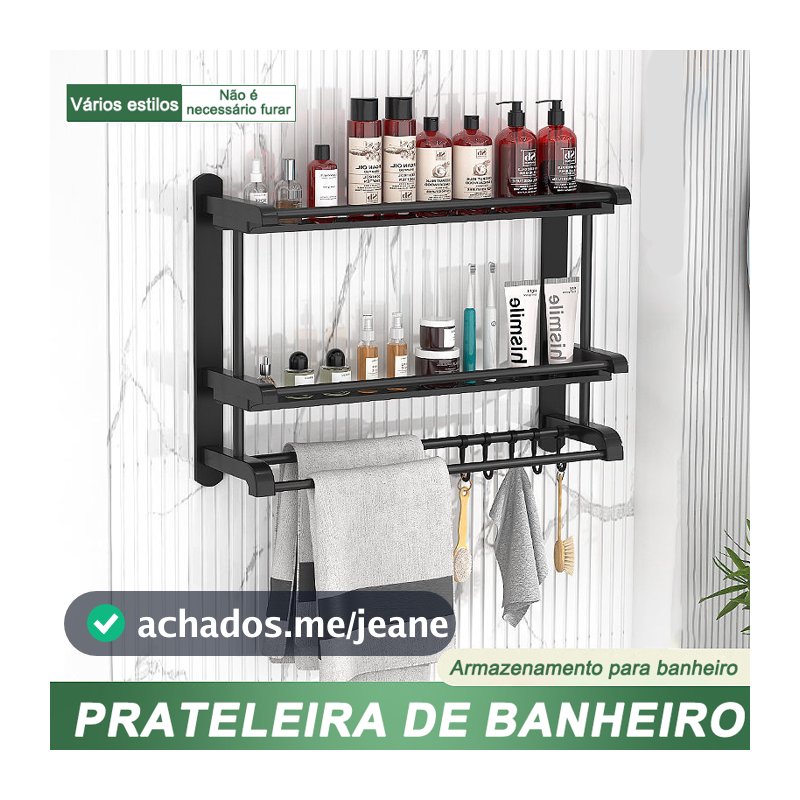 Prateleira Organizadora de Banheiro Multifuncional Aço Inoxidável Alta Capacidade de Carga Sem Furos