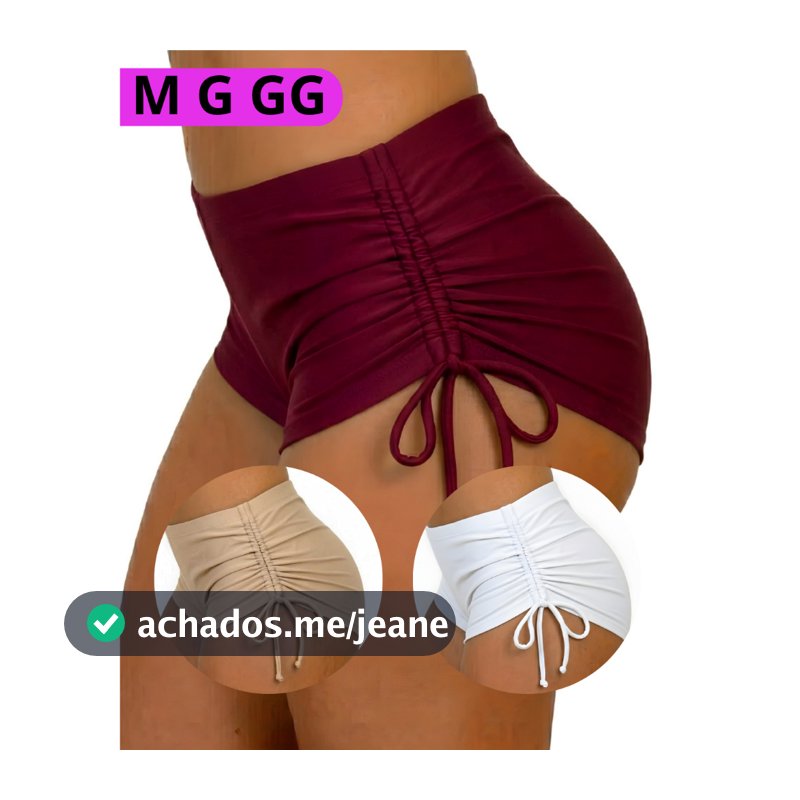 Sunquíni cor lisa - Shorts Cordinha -Biquíni Suplex Moda Praia Verão.