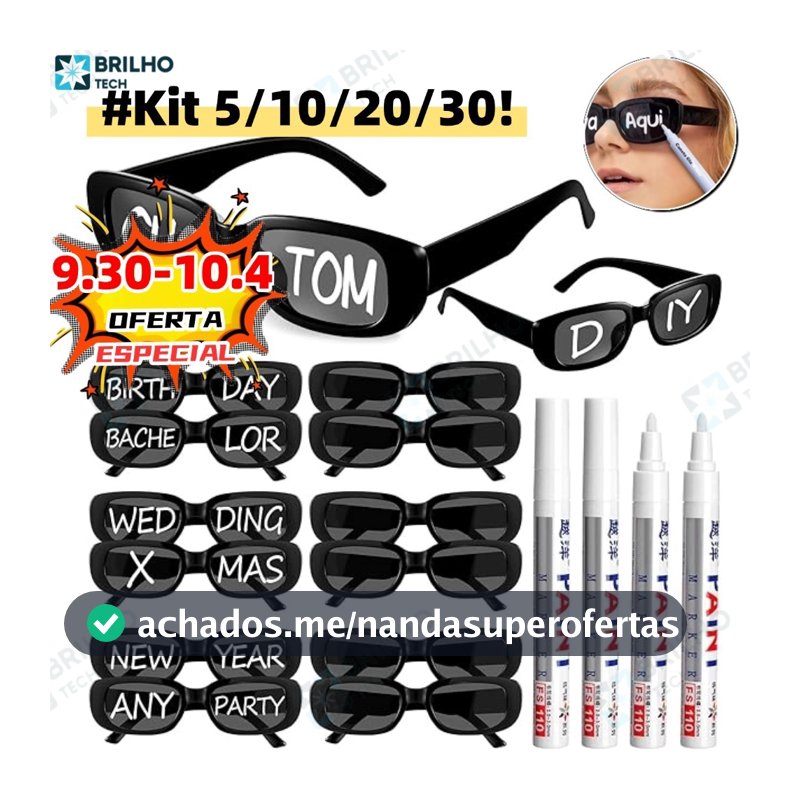 Kit 5/10/20/30 Oculos Vintage Retro Preto Liso + Caneta Giz Festa Casamento