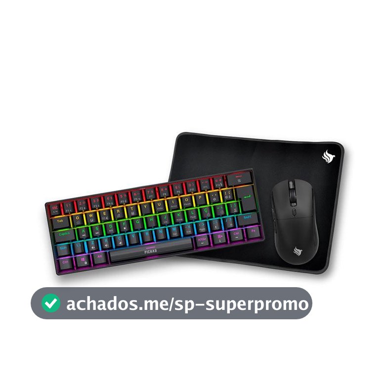 Combo Gamer Pichau NetunoLight3x1,Rainbow,Teclado MecanicoABNT2,Mouse 4200DPI,Mousepad PG-NTNL-RBW01