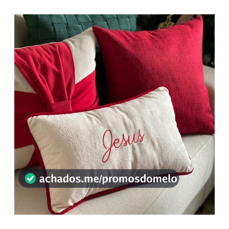 Capa De Almofada Decorativa Jesus Bordada Bouclé Off White Com Viés 30x50 Retangular