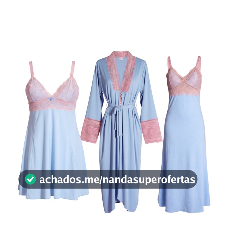 Kit Camisola Amamentação Pós Parto Conforto Praticidade Camisola Longa e Curta com Robe Longo