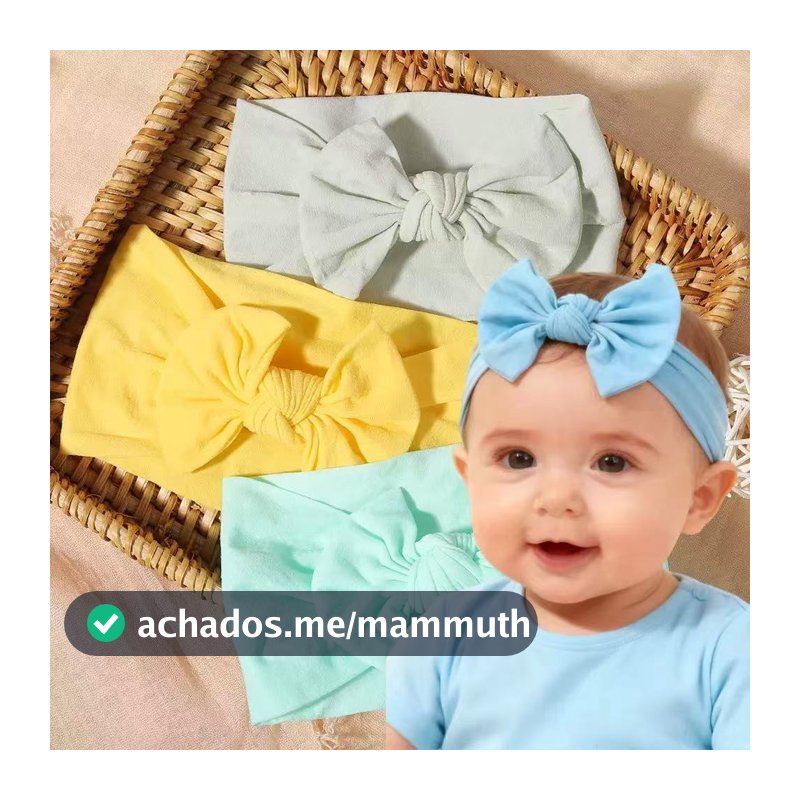 3 Peças de Tiaras de Laço Macias em Cores Sólidas, Feitas à Mão, Turbanes Respiráveis para Meninas e Crianças.