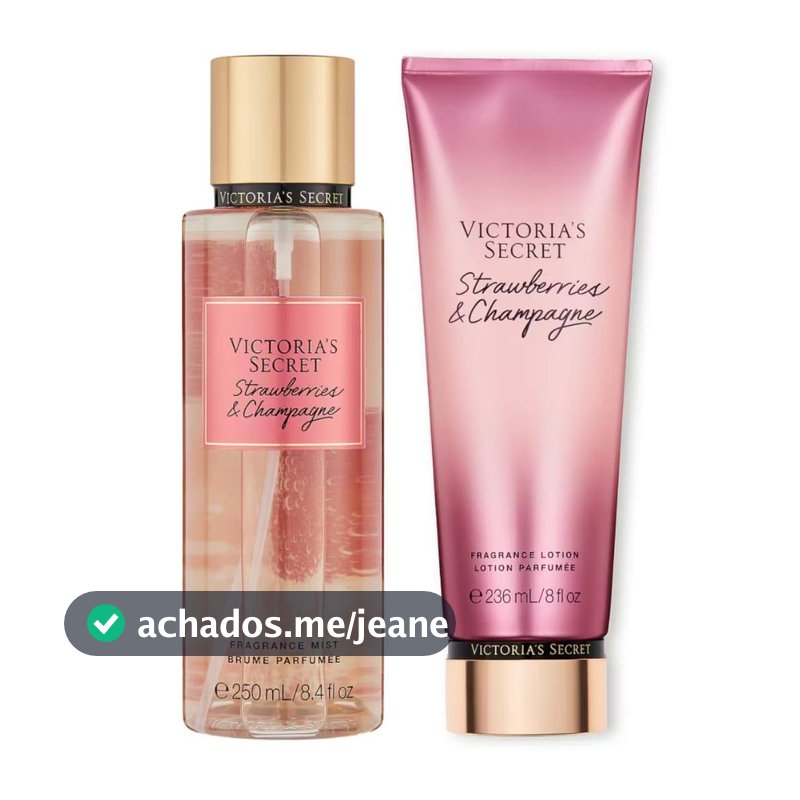 Kit Body Splash + Loção Hidratante Strawberry e Champagne Creme de HIdratação Perfume Corporal Inspiração