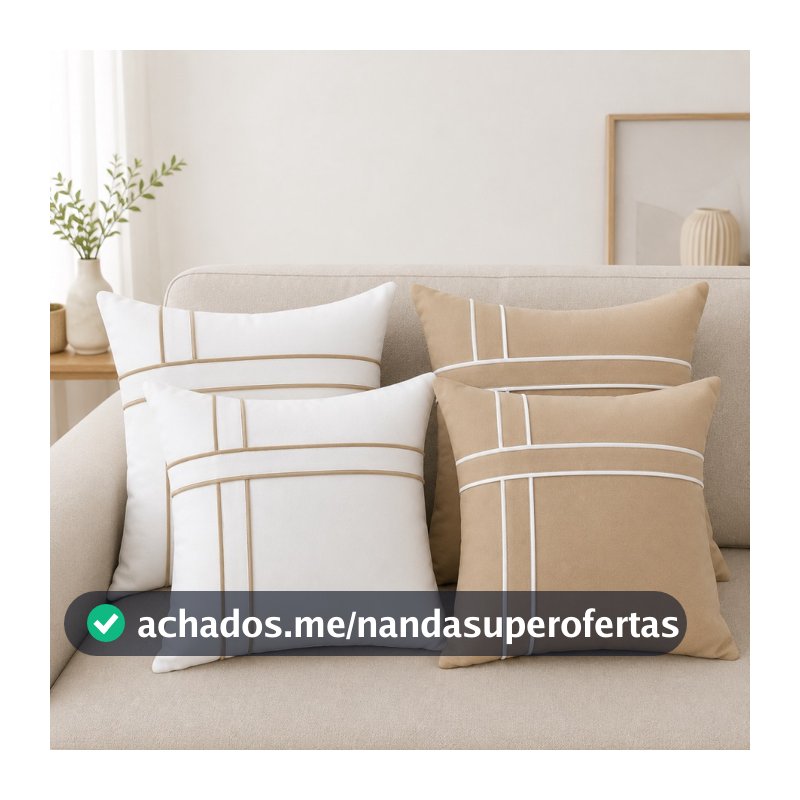 jogo 4 capa para almofada com zíper 35 cm x 35 cm decorativa
