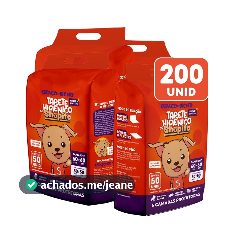 Tapete Higienico Espaço De Bicho Shopito Oficial 200 Unidades Envio Imediato