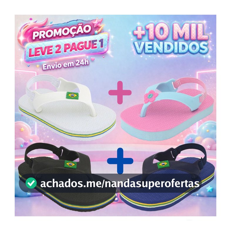 KIT Chinelos Menino e Menina Baby Brasil Original Borracha Anti-Derrapante