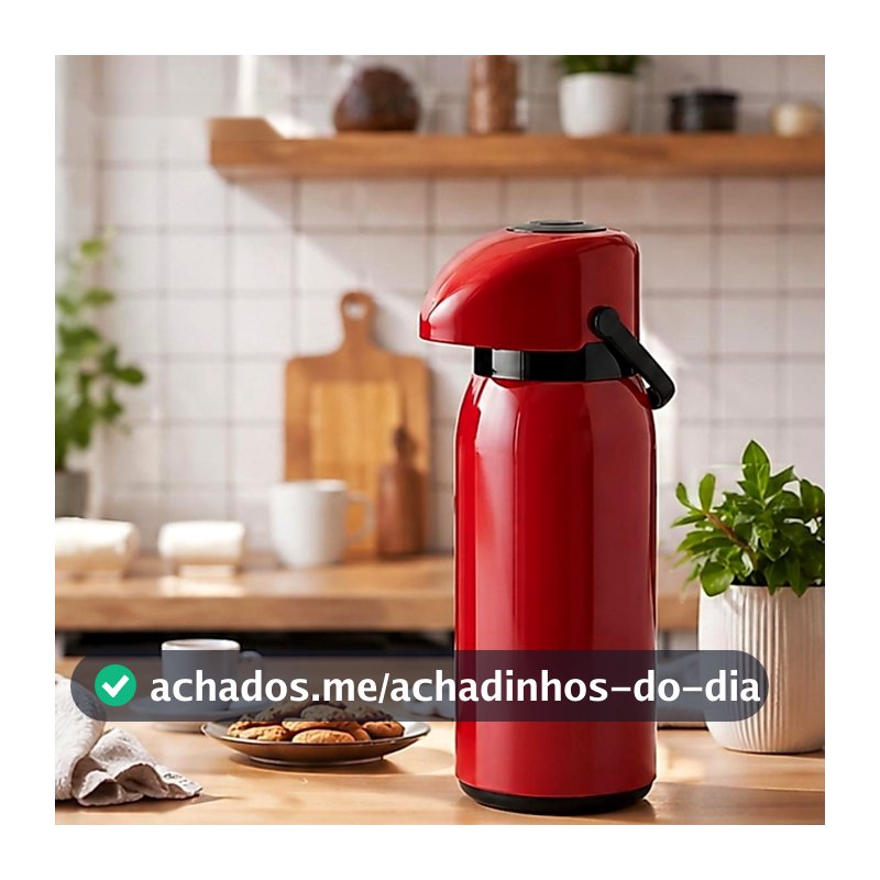 Garrafa café Térmica Pressão Verona de 1,8 litroGarrafa Térmica de Pressão Verona Unitermi 1,8 Litros Ampola de Vidro Ca