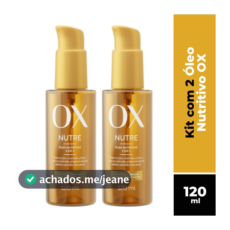 KIT C/2 ÓLEO NUTRITIVO 3 EM 1 OX NUTRE 120ML