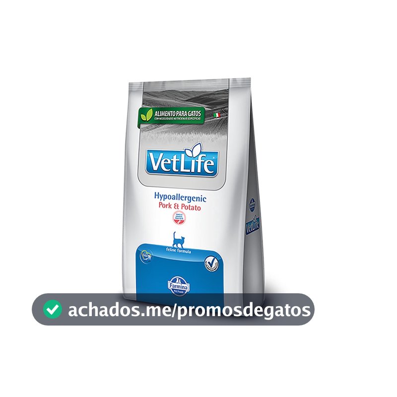 Ração Vet Life Gatos Hypoallergenic Porco e Batata 2kg
