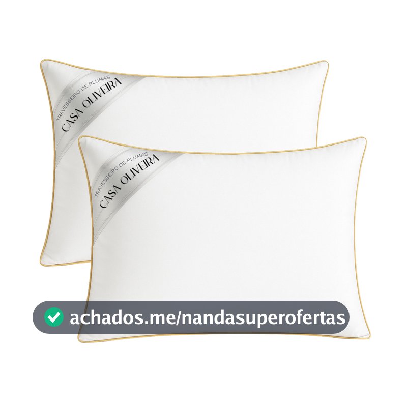 Kit 2 Travesseiro Pluma De Ganso 100% Algodão 300 Fios Antialérgico Hotel 5 Estrelas Macio 70x50cm