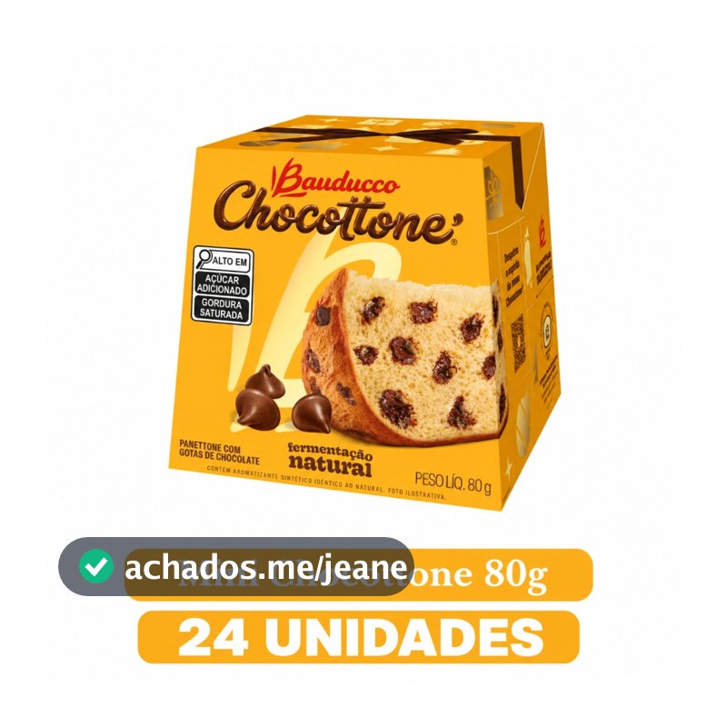 Mini Chocotone Bauducco Chocotone Gotas de Chocolate 80g - caixa com 24 unidades