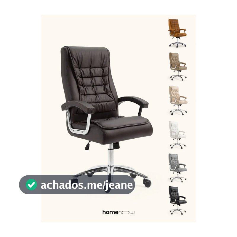 Cadeira California Presidente 150kg Encosto Reclinável NR17 Sistema Relax Couro Sintético