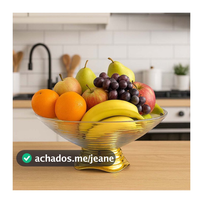 Fruteira De Mesa Decorativa Facile 30cm Com Base Dourada