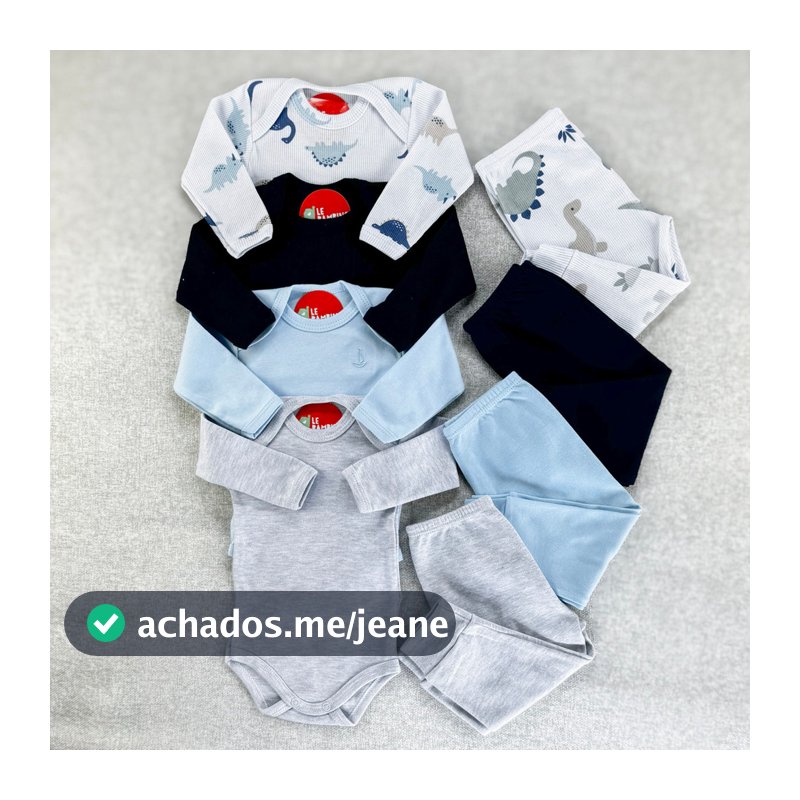 Kit Enxoval 8 Peças Bebê Menino Body e Calça Sortidos 100% Algodão Confortável Antialérgico