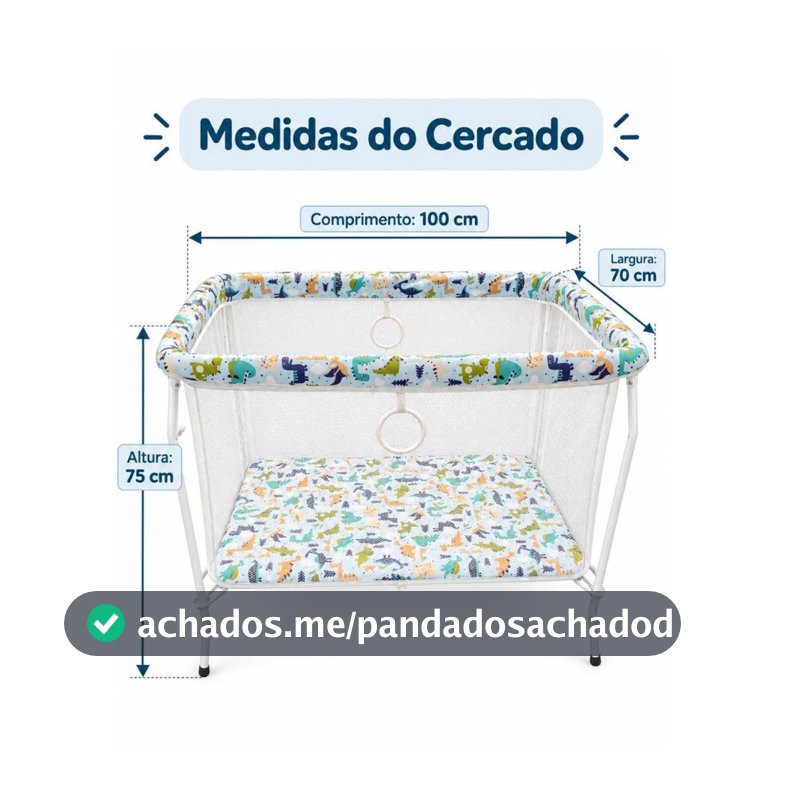 Cercadinho retangular Bebê Chiqueirinho Infantil Dobrável Square até 20k Maior