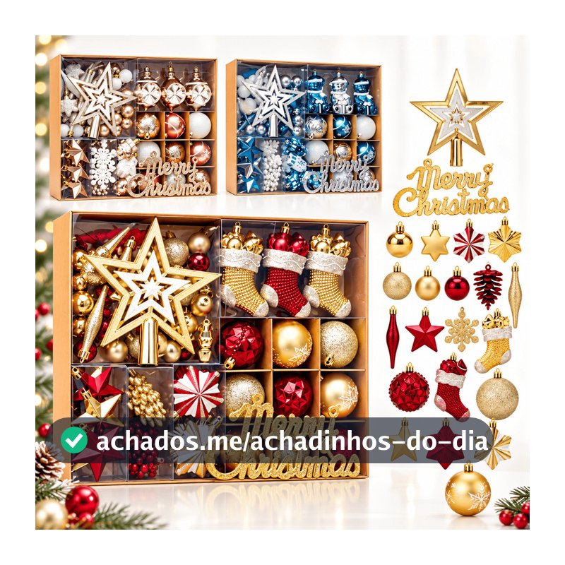 Kit 70 Bolas decoração de natal árvore pendente bolinhas enfeites natalinos casa pisca pisca led
