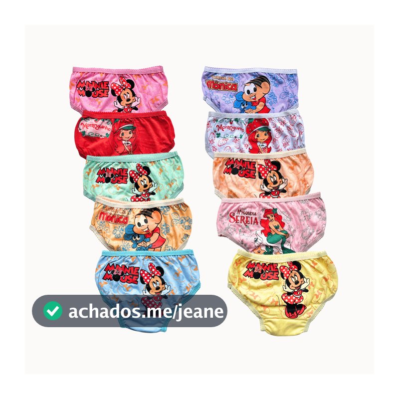 Kit 5-10 Calcinha infantil menina 100% algodão estampas personalizada
