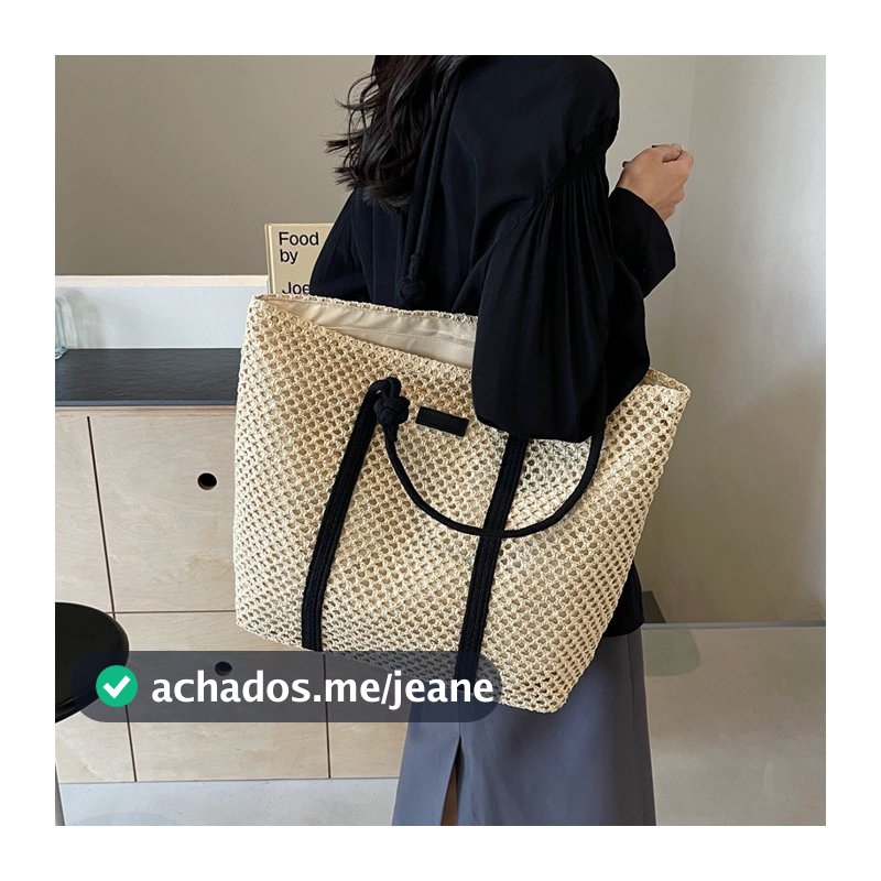 Bolsa de palha Bolsa de praia Bolsa de ombro Casual Simples Versátil