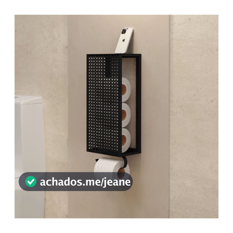 Porta Papel Higiênico Suporte Para Papel Em Aço De Parede Linha Luxo Preto Estilo Industrial Moderno