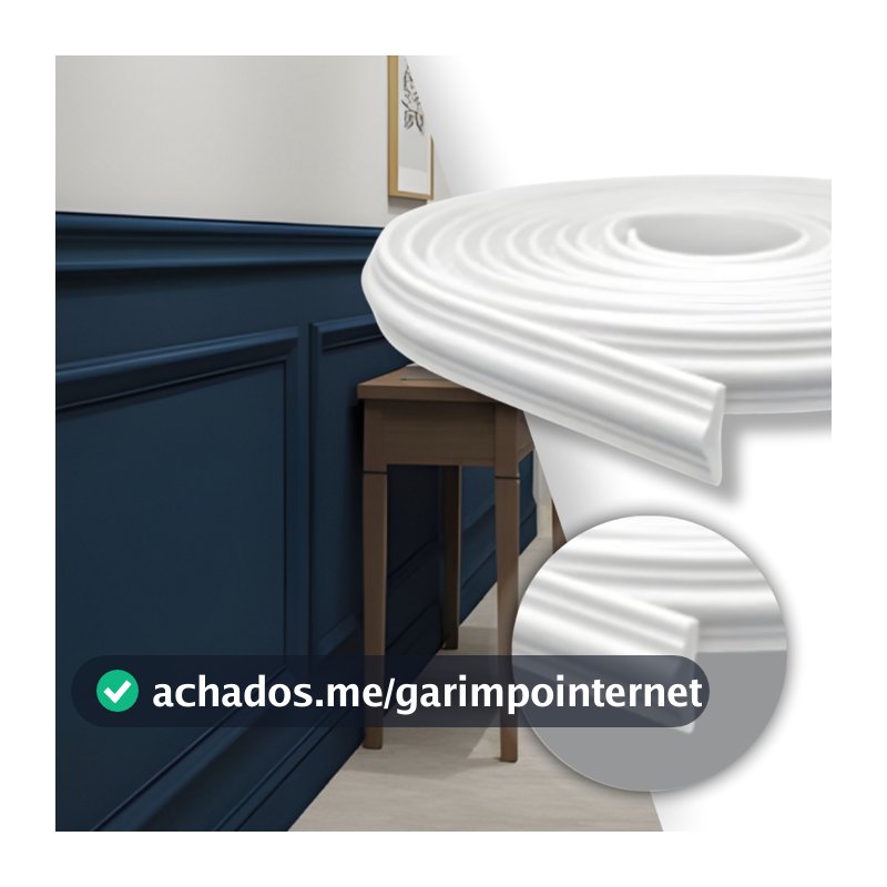 Boiserie Eva Autocolante Flexível Moldura Branco 5m 2,8cm Roda Meio Parede Decorativo À Prova D’Água
