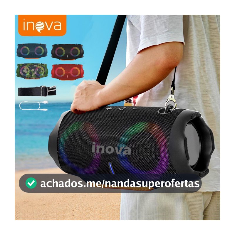 Inova caixa de som bluetooth tws Luz RGB Xtreme 4 Pen Drive FM Tipo-C Resistente A Água IPX6 Caixinha de Som Boombox