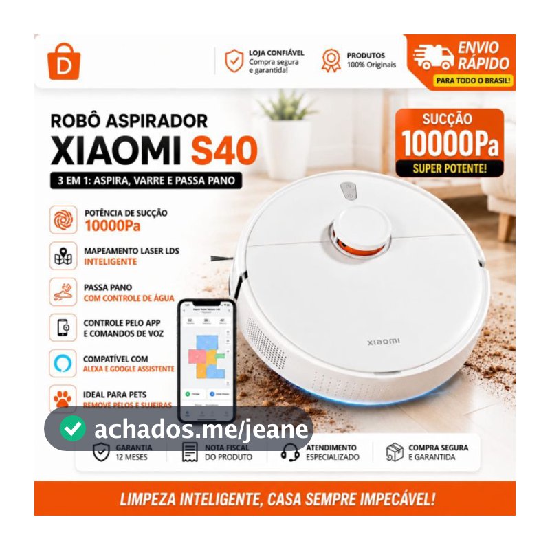 Robô Aspirador S40 3 em 1 10000Pa