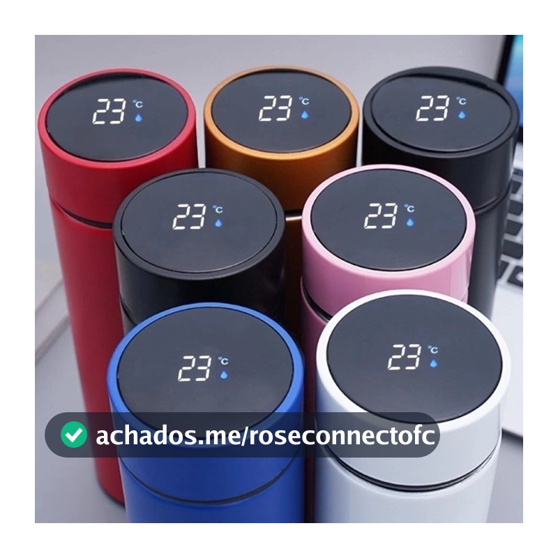 Garrafa Térmica Em Aço Inox Com Termômetro Digital 500ml Led