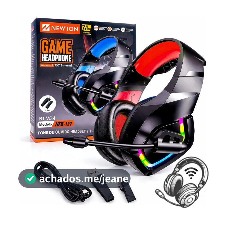 Fone De Ouvido Sem Fio Bluetooth Microfone Headset PC Gamer Headphone Computador Notebook Celular