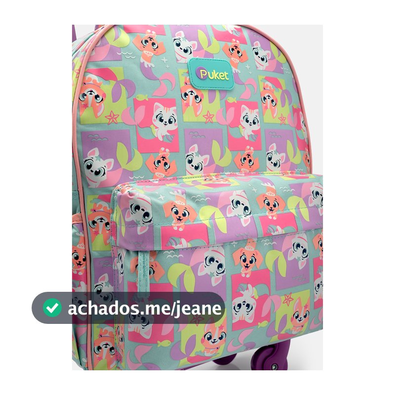 Mochila com Rodinha Nylon Média Pet Sereia Puket