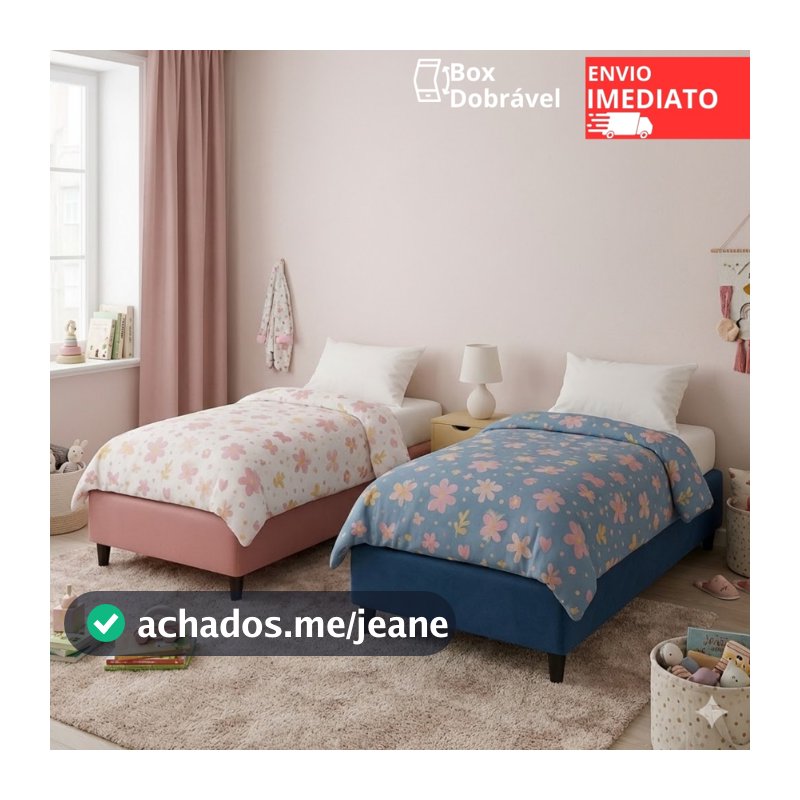 Base Box Cama Colchao Infantil Menino Menina Dobravel Demontavel 150x70 Tecido Suede Alta