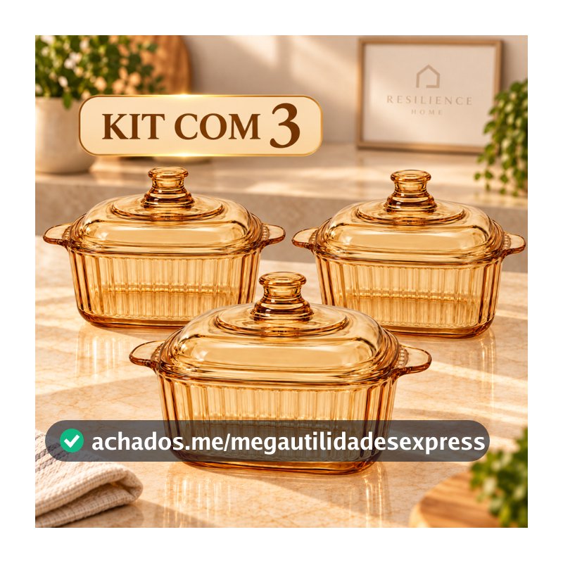 Travessa de Vidro Âmbar com Tampa 800ml/90ml Para uma Mesa Requintada Memorias