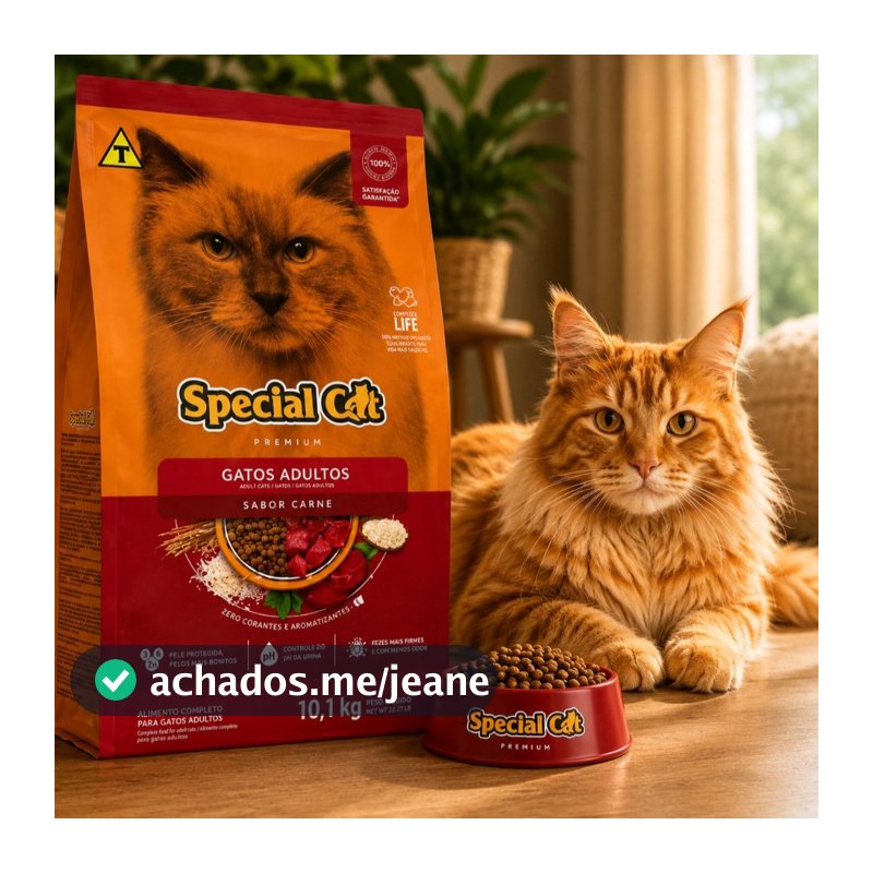Racao Gatos Adultos 10.1KG Special Cat Premium Sabor Carne envio rapido