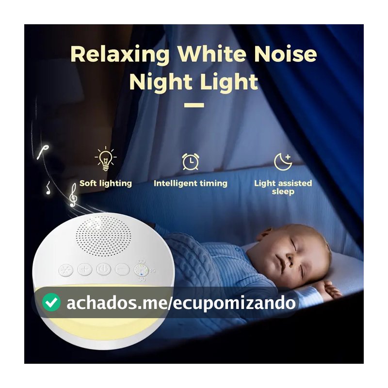 Aparelho Máquina de ruído branco Calmante Bebê Sono Relaxamento USB Recarregável luz noturna