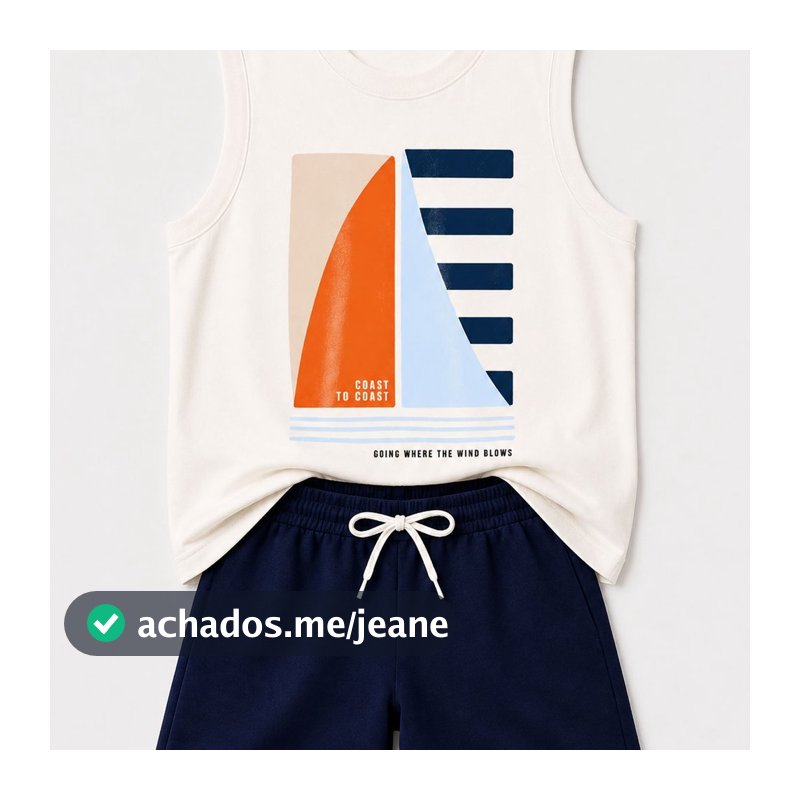 Conjunto Regata Infantil Masculina Algodão Off White - Coast To Coast - Babei no Look