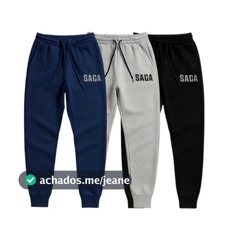 kit 2 Calças Saga Moletom Masculina Algodão Treino Confortável Oferta Relâmpago top premium