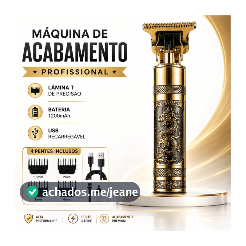 Aparador de Barba Profissional T9 Dragão Máquina de Acabamento Cabelo Recarregável USB