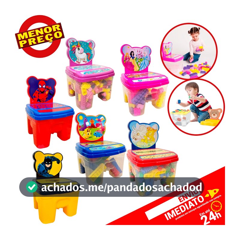 Cadeirinha Toy Infantil Blocos Montar Encaixe Educativa Didática Brinquedo Bebê 24 / 48 / 160 / 256pçs